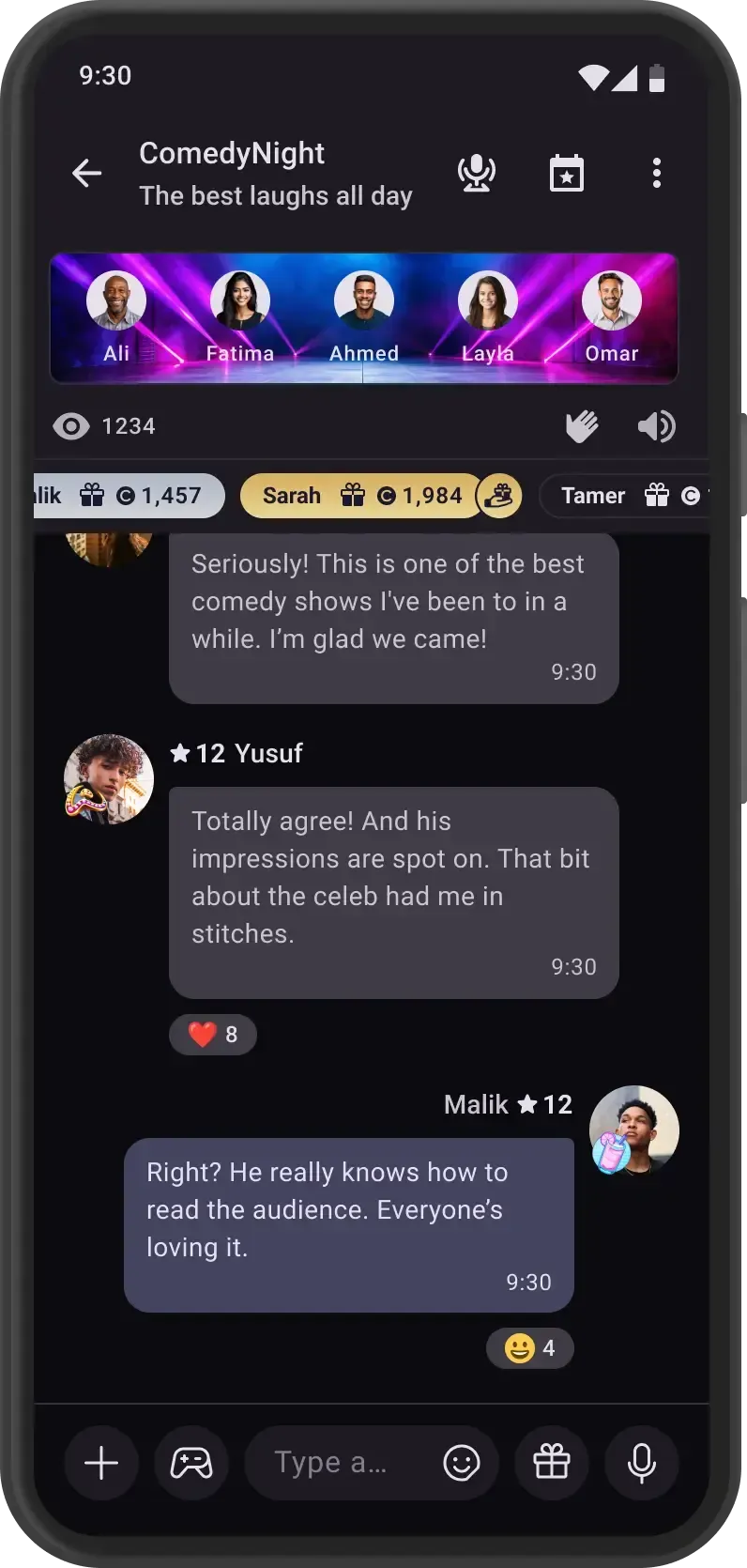 A phone showing activity in a WOLF Qanawat channel"